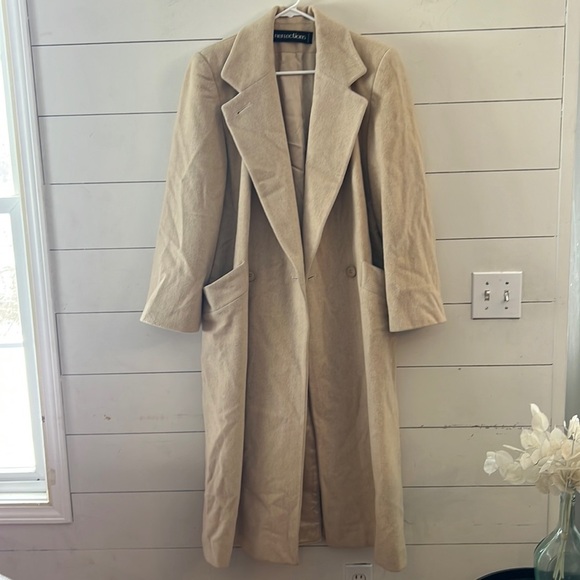 Vintage Jackets & Blazers - Vintage Wool Khaki Long Trench Coat/Jacket Size 10 Union made grannycore